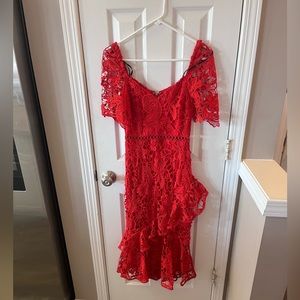 Lulus lace red midi dress